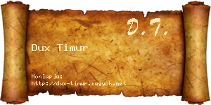 Dux Timur névjegykártya